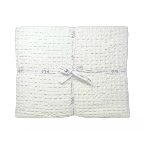 PiuBelle Portugal KING Supreme Cotton Chic White Textured Coverlet Bedspread NEW